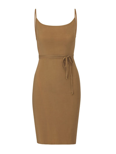 Anemos The K.M. tie midi dress in stretch cupro at Collagerie