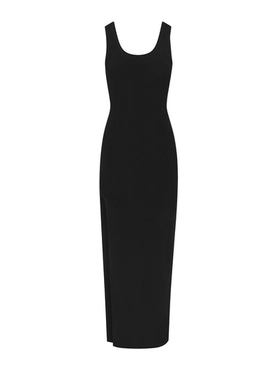 Anemos Open Back Tank maxi dress with side slit in stretch cupro at Collagerie