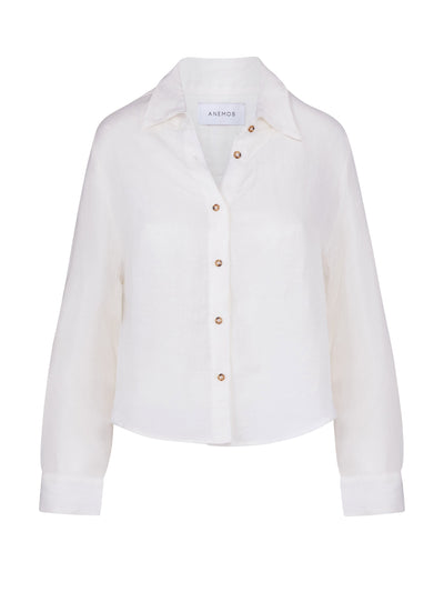 Anemos The Phillips long sleeve button-down shirt in linen cupro at Collagerie