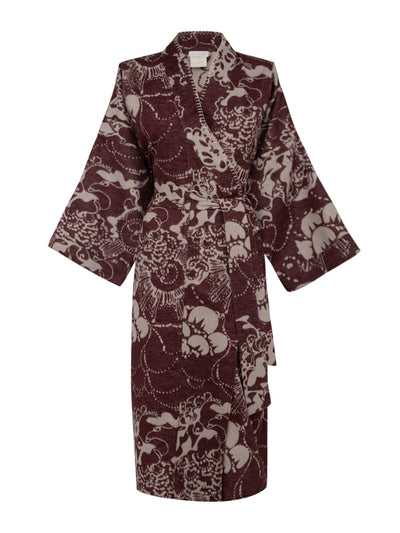 Morpho + Luna Frida red and white printed Resilk robe at Collagerie