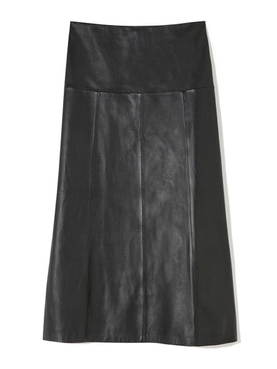 Cefinn Black Tiana leather panelled midi skirt at Collagerie