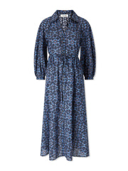 Blue print Liberty raglan sleeve v-neck maxi dress