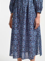 Blue print Liberty raglan sleeve v-neck maxi dress