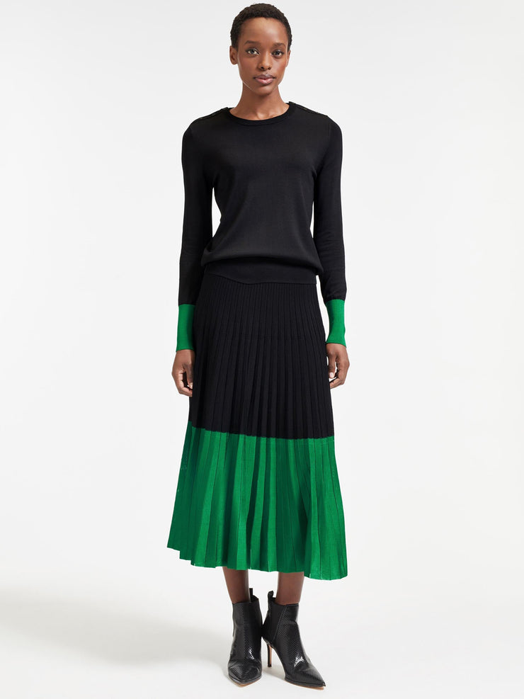 Black and green Colette button detail contrast cuff jumper