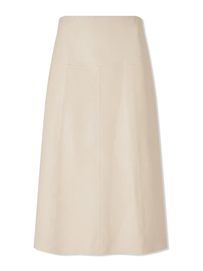 Cefinn Beige Tiana leather panelled midi skirt at Collagerie