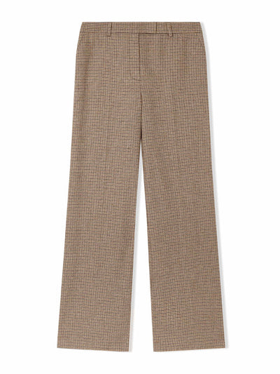 Cefinn Relaxed brown and navy check wide leg Terence wool trouser at Collagerie