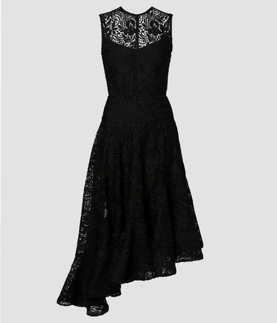 Erdem Sleeveless asymmetrical black hem dress at Collagerie