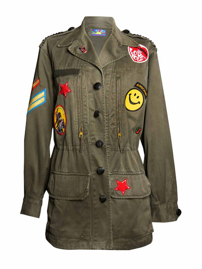 The Jacket Bar Green 'Airborne' army jacket with patches at Collagerie