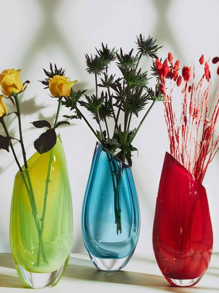 Teal bown glass vase