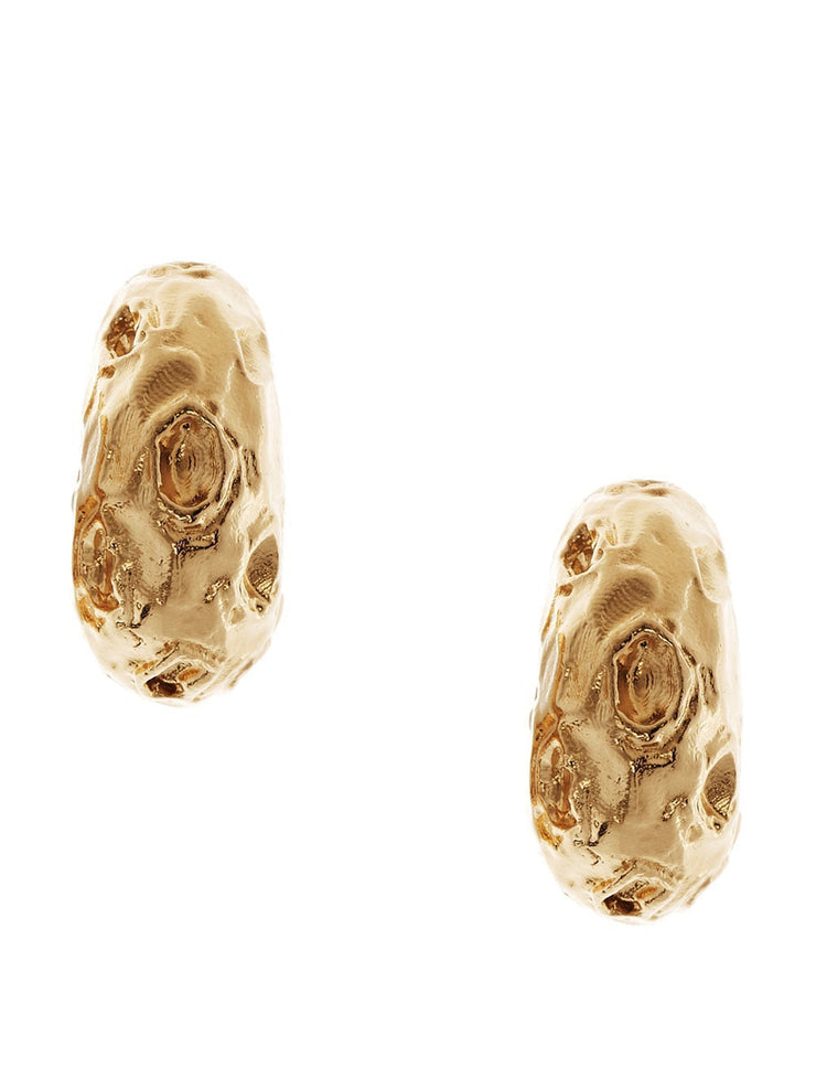 Gold fragmented amulet hoop earrings