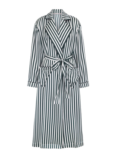 Emilia Wickstead Green and ivory stripe Amana dressing gown at Collagerie