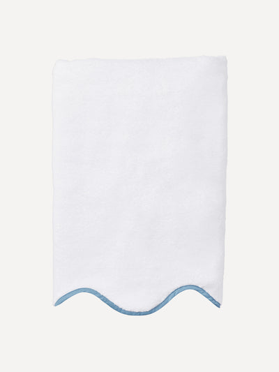 Rebecca Udall Amelia white/sky blue scalloped bath towels at Collagerie