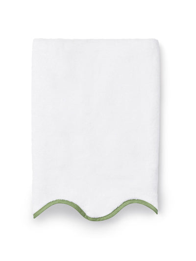 Rebecca Udall Amelia white/green scalloped bath towels at Collagerie
