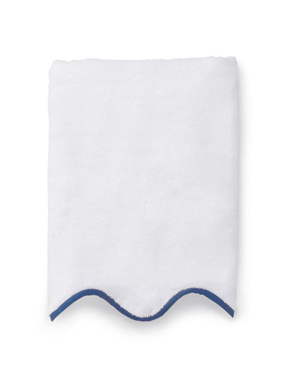 Rebecca Udall Amelia white/navy scalloped bath towels at Collagerie