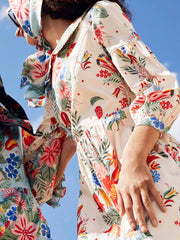 White floral print midi dress