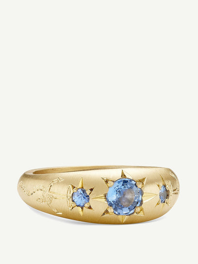 Cece Jewellery 18kt gold and blue sapphire Anchored Forever ring at Collagerie