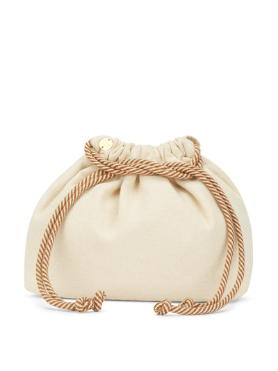 STELAR Anisa small golden brown drawstring canvas pouch at Collagerie