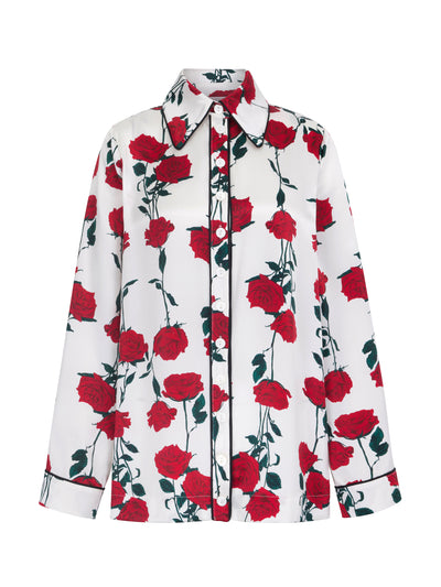 Emilia Wickstead Red rose Anya pyjama top at Collagerie