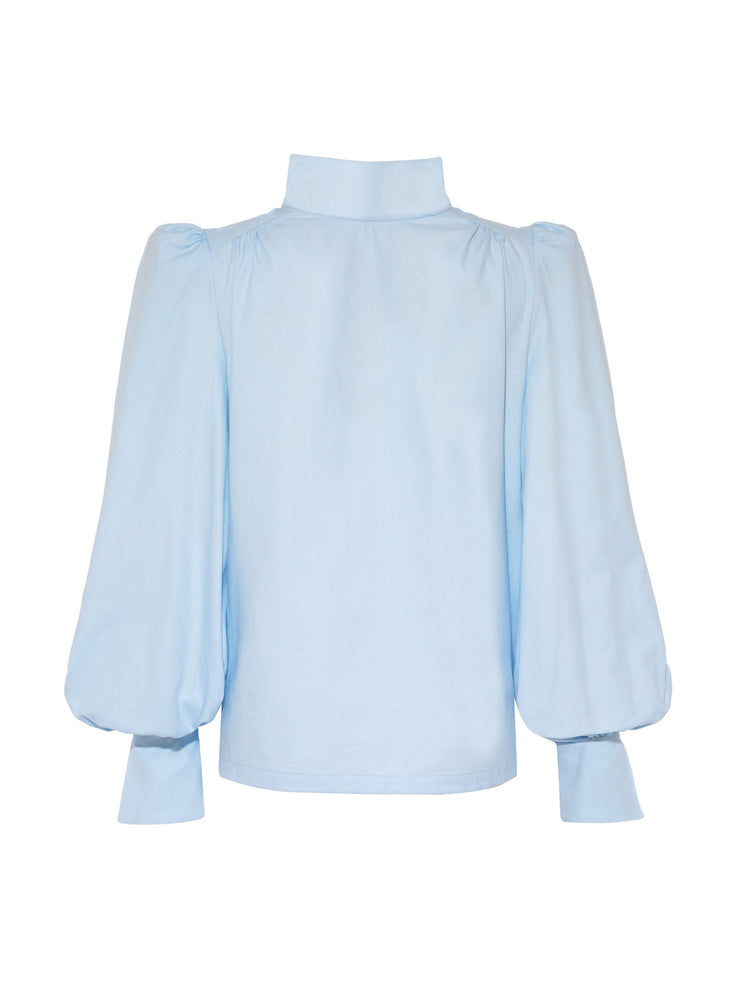 Maggi high-neck blouse in blue or pink