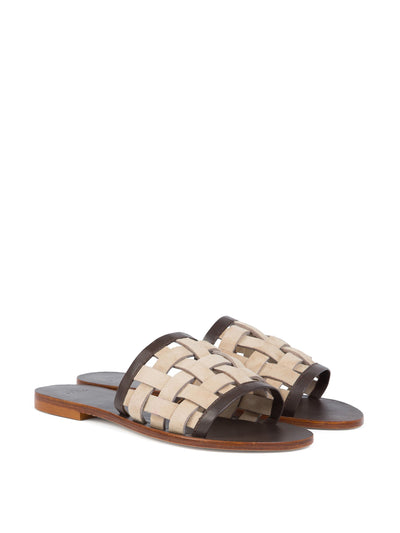 A Piedi Beige and brown Lounger slides at Collagerie