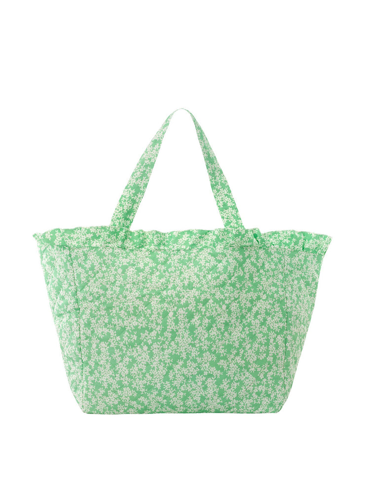 Cotton green floral bucket bag