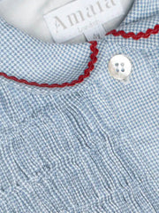 Blue mini houndstooth Aria dress for girls