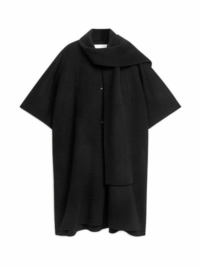 Arket Black wool cape at Collagerie