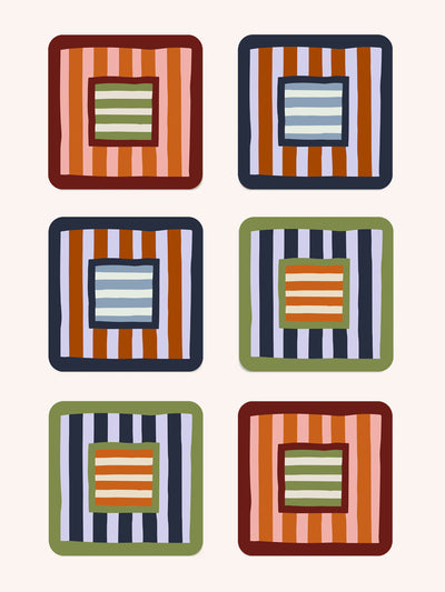 Balu London Square & Stripe coasters (set of 6) at Collagerie