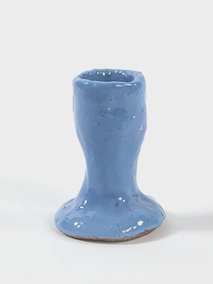 Wonky candlestick holder in baby blue