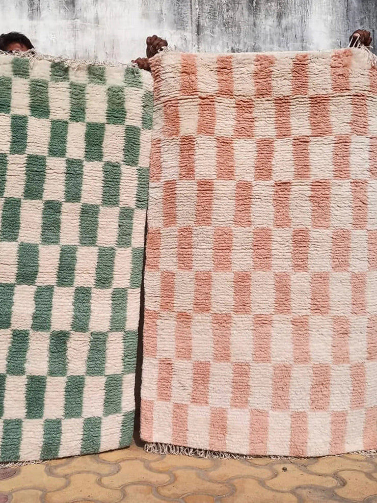 Slow sunday rug in pale pink check