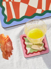 Multi-coloured printed cheeseboard coasters (set of 6)