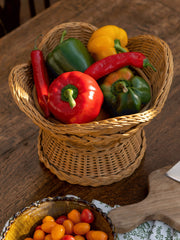 Amandine scalloped rattan fruit bowl