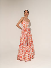 Summer sun red merle cotton midi dress