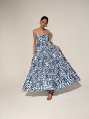Blue merle cotton maxi dress