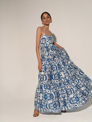 Blue merle cotton maxi dress