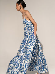 Blue merle cotton maxi dress