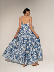 Blue merle cotton maxi dress