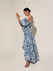 Blue and white julia cotton maxi dress