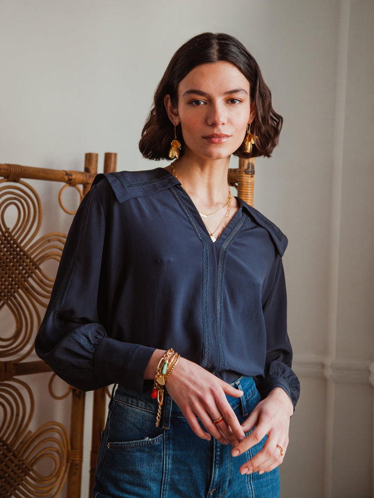 Navy vera blouse