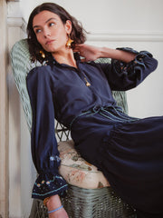 Navy embroidered darsha dress
