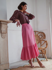 Midi pink nalini corduroy skirt