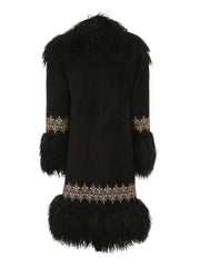 Bibi shearling-lined black suede coat