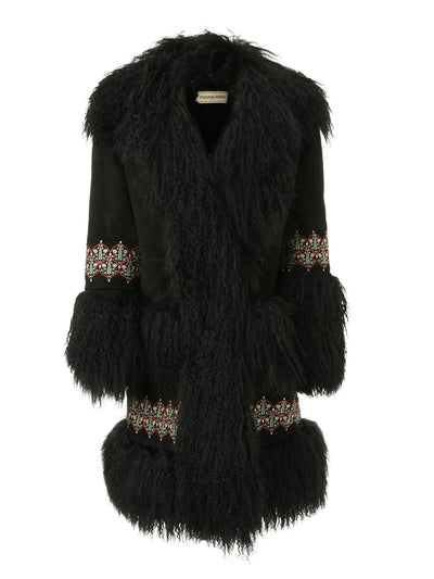 Muzungu Sisters Bibi shearling-lined black suede coat at Collagerie