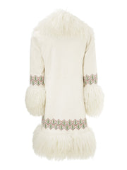 Bibi shearling-lined white suede coat