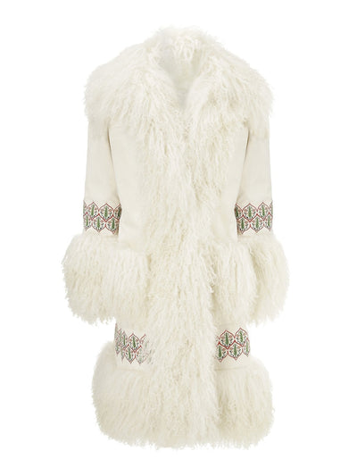 Muzungu Sisters Bibi shearling-lined white suede coat at Collagerie