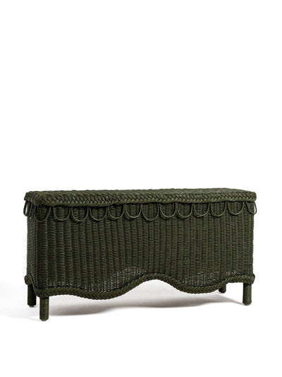 Sharland England Scalloped rattan Bunny bench at Collagerie