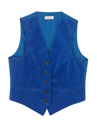 Yolke Blue corduroy waistcoat at Collagerie