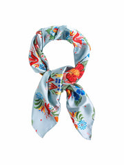 Blue floral silk scarf