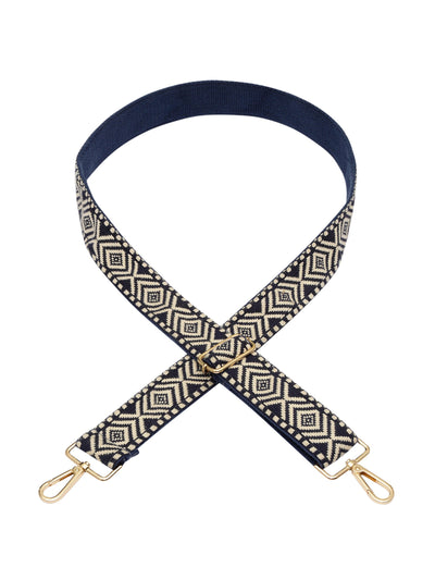 Noble Macmillan Navy blue and white diamond pattern strap at Collagerie