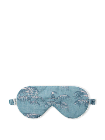 Desmond & Dempsey Cotton luxe eye mask in aqua Bocas print at Collagerie